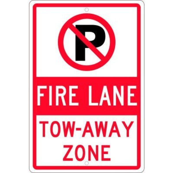 National Marker Co NMC Traffic Sign, No Parking Fire Lane Tow-Away Zone, 18in X 12in, White TM062H